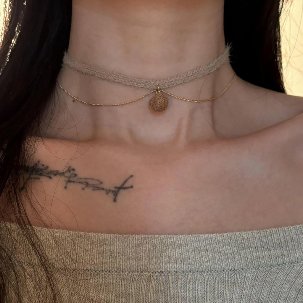 Волосатая кофейная роза колье шея цепочка женская осень и зима простая ключичная цепочка высокого класса изящный воротник прилив