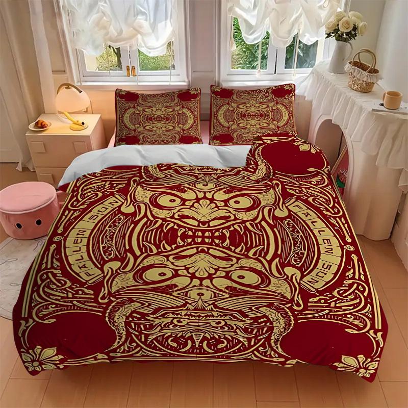 3pcs Ornate Mask Duvet Cover Set -Includes 1 Duvet Cover and 2 Pillowcases, No Quilt Core, All-Season Home Decor yy251111145