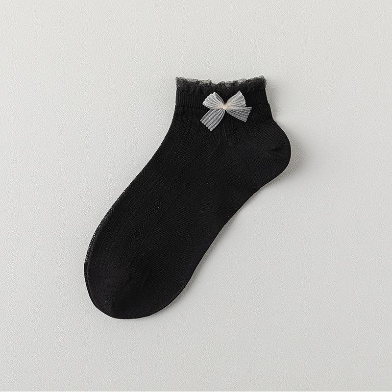 Носки в балетном стиле для женщин на лето, тонкие сетчатые дышащие короткие носки, милые кружевные носки-принцессы без косточек