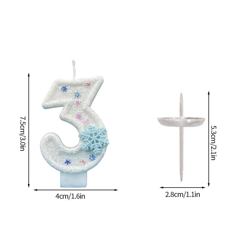 Цифровая Свеча для Украшения Торта Снежинка Свечи с Цифрами для Девочки Ребенка Топпер для Торта на День Рождения Вечеринка Baby Shower Рождественский Декор