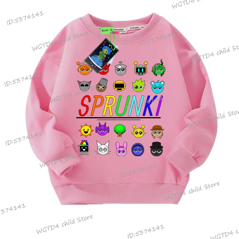 Sprunki Cute Game Figure Print Kids Sweatshirt Cartoon Sprunki Boys Incredibox Long Sleeve Pullover Girls Funny Hoodie