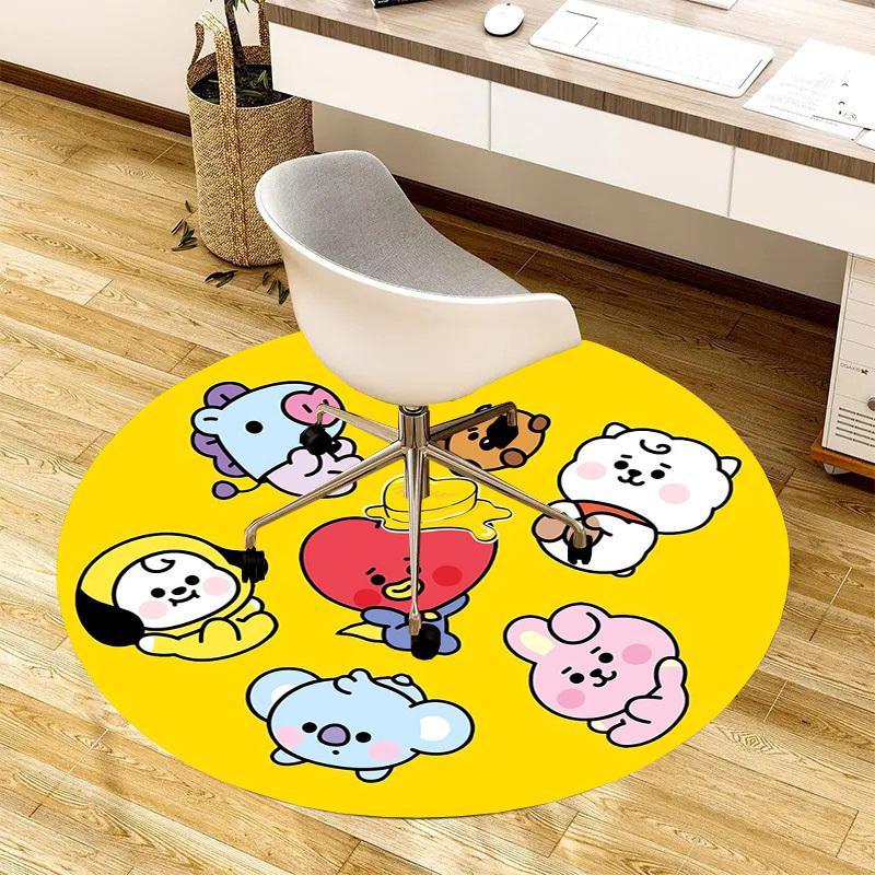 1pc BT21 Characters Round carpet, Made of Polyester,Perfect for Decorating Office Chairs, Living Rooms,fplt256