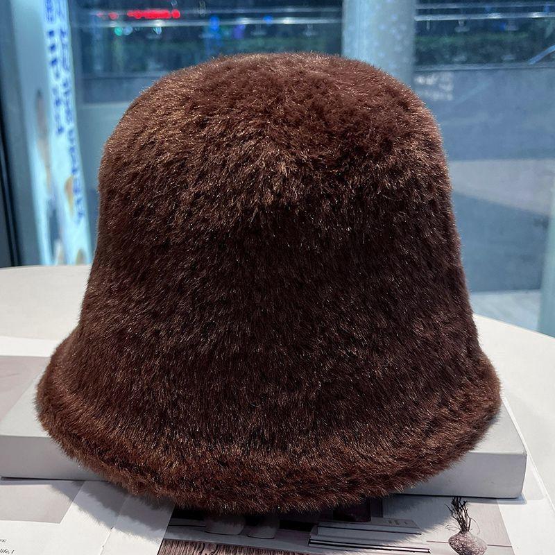 Плюшевая шляпа рыбака Детская осенне-зимняя теплая вязаная панама Модная белая шляпа-ведро