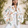 Женская белая бейсбольная куртка большого размера с воротником-стойкой, длинным рукавом, принтом с черепами, ракушками и якорями, на пуговицах, с карманами