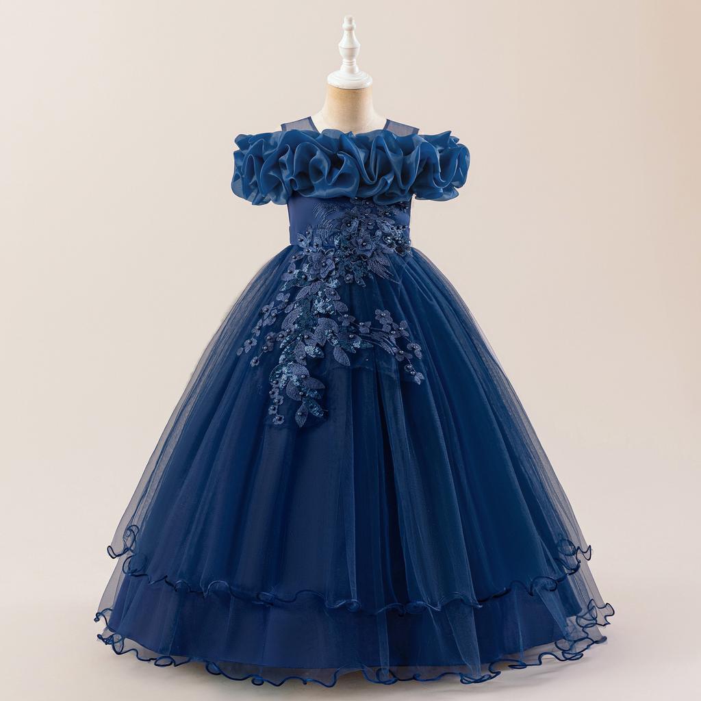 Платье принцессы для девочек-цветочниц на свадьбу, летнее детское вечернее длинное платье с бантом для школы, вечерние детские платья ALP-0031