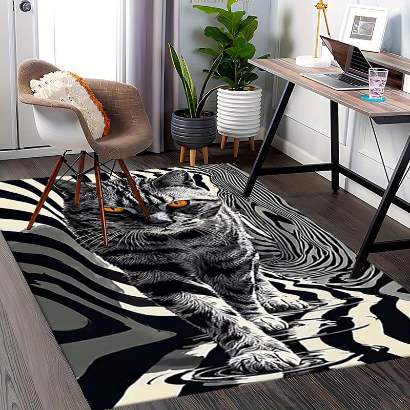 1pc Striped Zebra Print Cat Chair Mat - Office Desk Rug, Non-Slip Carpet for Home Decor, Suitable for All Seasons, Ideal Gift for Office and Gaming Ro