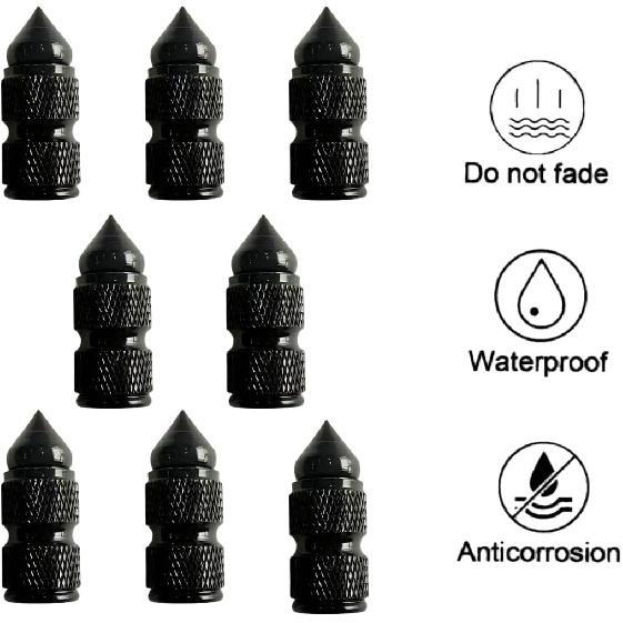 8PCS Spike Tire Valve Stem Caps, Aluminum Alloy Pointed Air Valve Covers, Universal Dustproof Car Wheel Valve Caps for Cars, Trucks, SUVs,