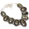 Пирит в агате Драгоценный камень Ручной работы Этническое серебряное колье 925 пробы 18" JCN360-65