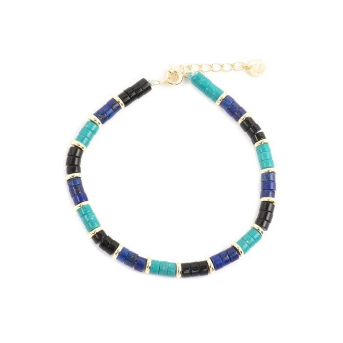 Bracelet - LUXENTER - Bathim - Argent 925 - finition or jaune 18k - Turquoise