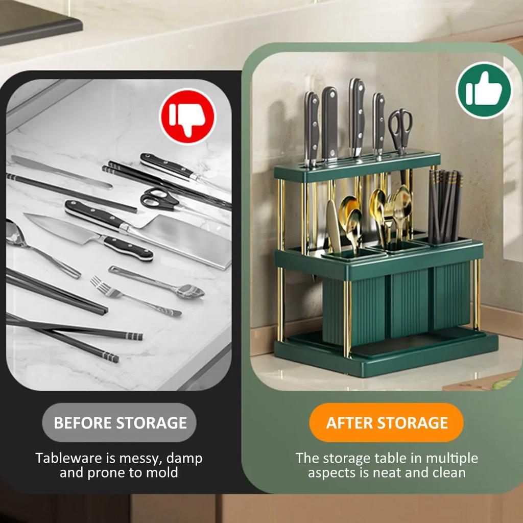 Держатель для кухонных ножей, многофункциональный нож и сушилка для столовых приборов, полипропиленовая подставка для экономии места, органайзер для кухонных принадлежностей, новая