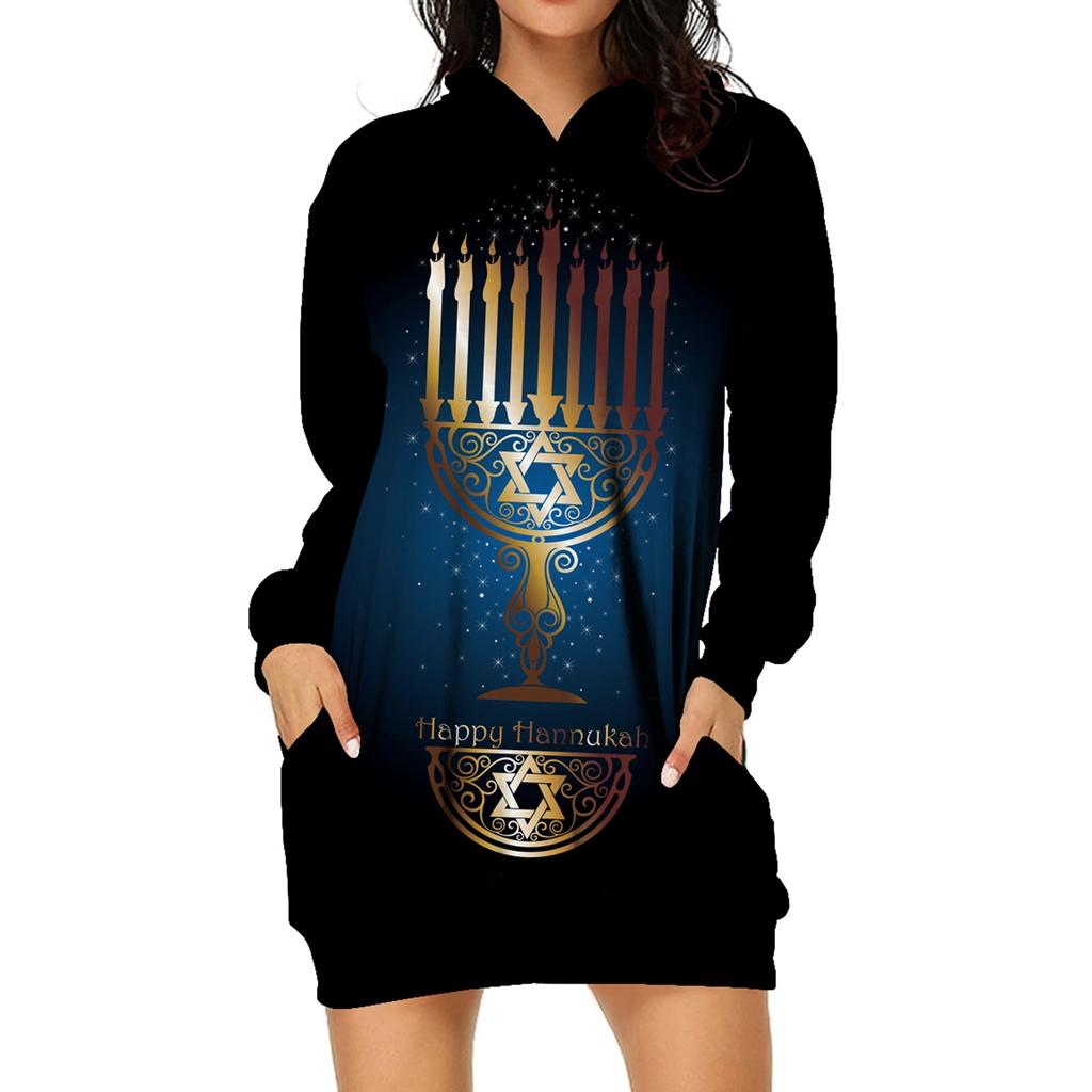 (радость выбирать)Женский повседневный пуловер с принтом, толстовка с длинным рукавом, платье с капюшоном и карманом