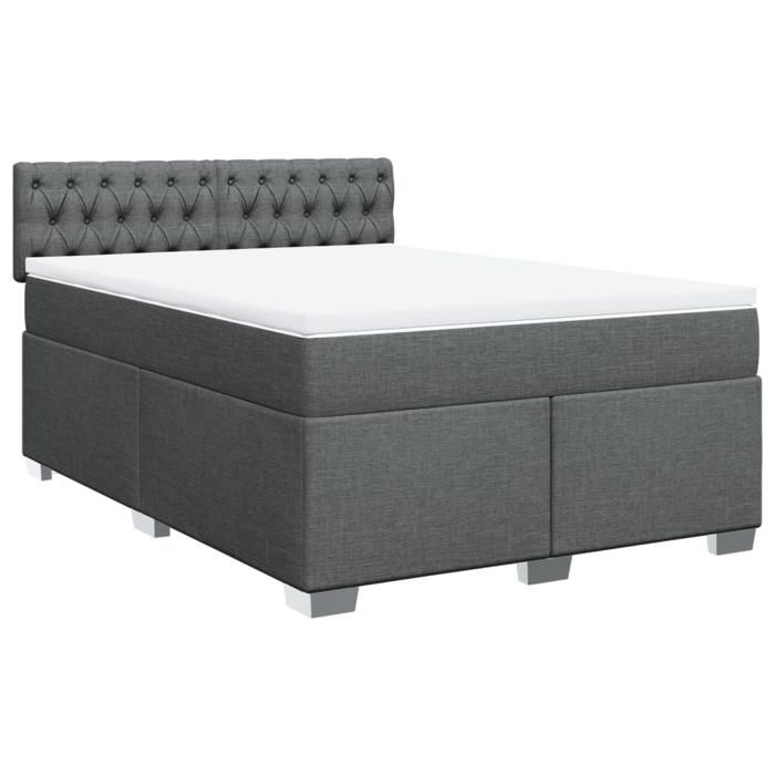 Maison Exclusive - Sommier à lattes de lit avec matelas Gris foncé 140x200cm Tissu