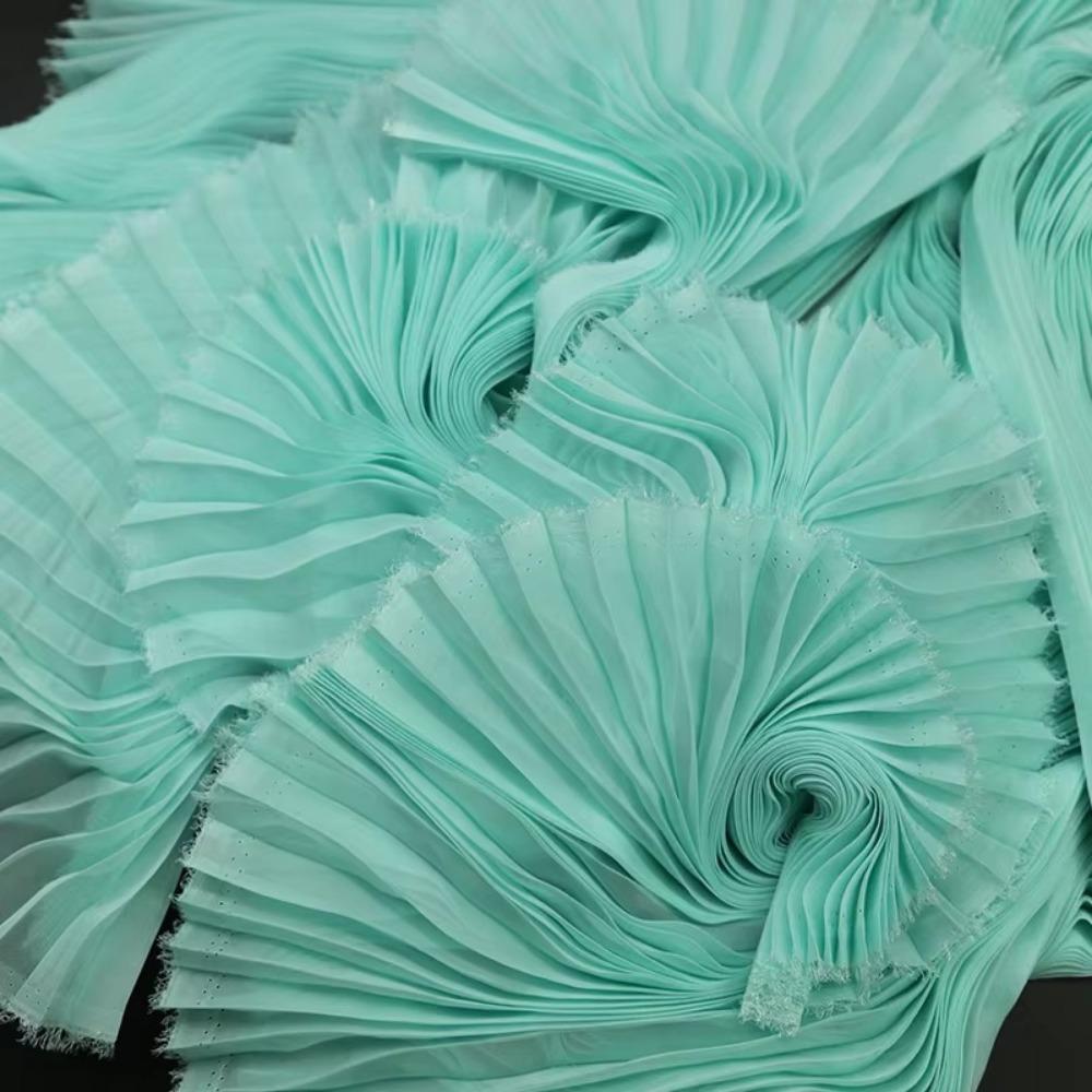 Handmade Pleated Organza Fabric Light Chiffon DIY Material New Wrinkled Cloth Fabric  Summer