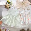 Летнее платье для девочек 2025 года, новое детское платье с цветочным принтом для маленьких и средних детей, жилет без рукавов для маленьких девочек, юбка, тонкая юбка