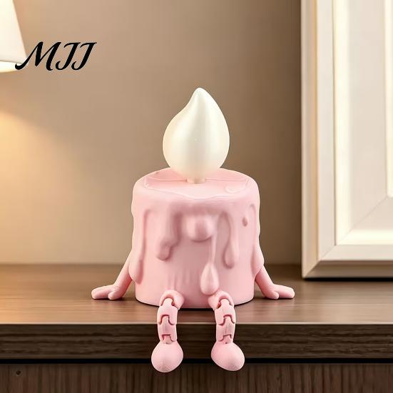 Забавная тающая свеча, игрушка-украшение, 3D-печать, скульптура с текстурой жидкого воска, капающая, с реалистичной художественной фигуркой, подвижные суставы, регулируемая