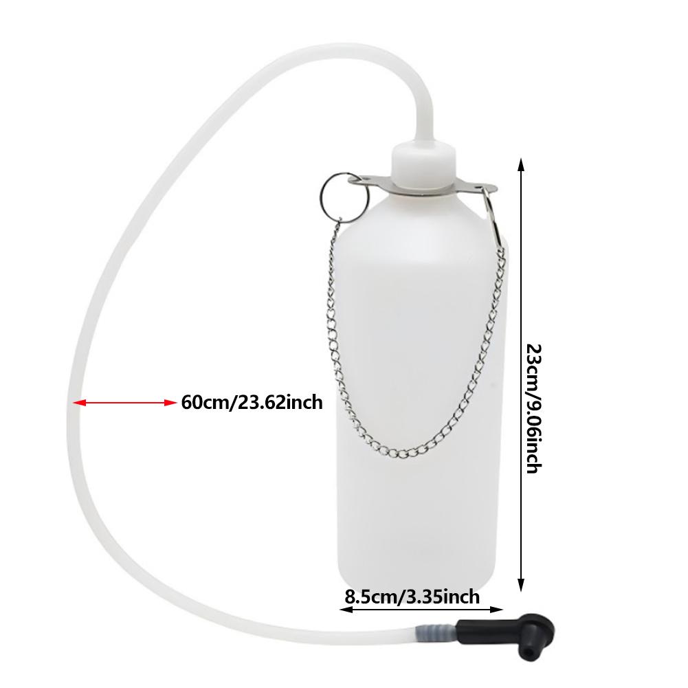 Transparent Brake Fluid Reservoir 1L Brake Bleeder Bottle with 60cm Hose & Universal Rubber Adapter Manual Brake Bleeder Device