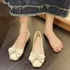 2025 Spring and Summer Women's New Popular Fairy French Bow Doudou Shoes Women's Shallow Single Shoes Ladyshoes Grandma Shoes