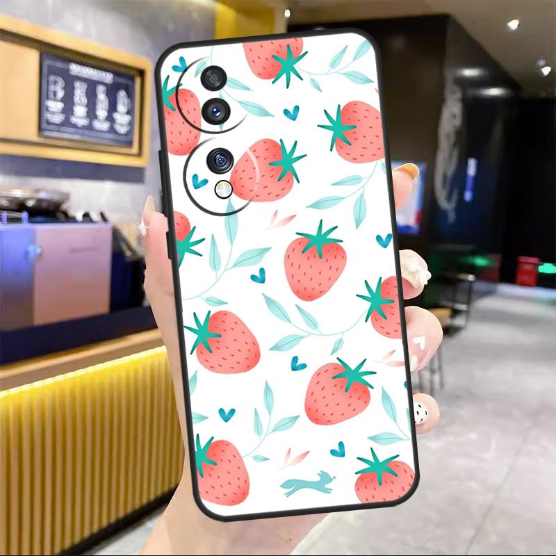 Красный чехол-книжка с клубникой для Honor Magic 4 Lite Magic 5 Pro X6a X7a X8 X9a Honor 8X 9X 10 50 70 90 Lite