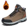 Men's Winter Boots Warm Plush Men's Snow Boots High Quality Leather Waterproof Men Sneakers Outdoor Men Hiking Boots Work Shoes