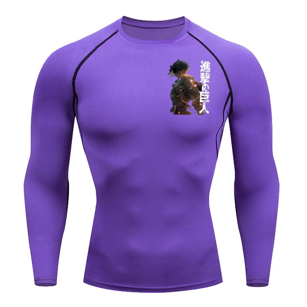 Мужская компрессионная футболка Эрен Йегер Боевое состояние Графика Спортивная быстросохнущая футболка для тренажерного зала Фитнес Толстовка Эластичный топ Футболка