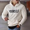 Autumn and Winter Men's Fashion Mao Mao Letter Embroidery Hat Collar Solid Color Patch Bag Long Sleeve Warm Sweater
