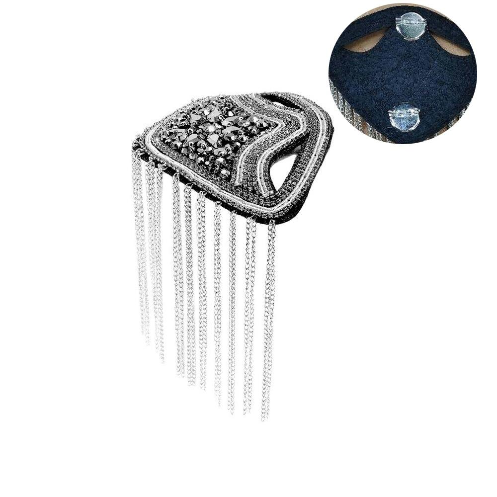 1PC Beaded Decoration Tassel Epaulette Sparkling Shoulder Brooch Pin Clothing Decoration