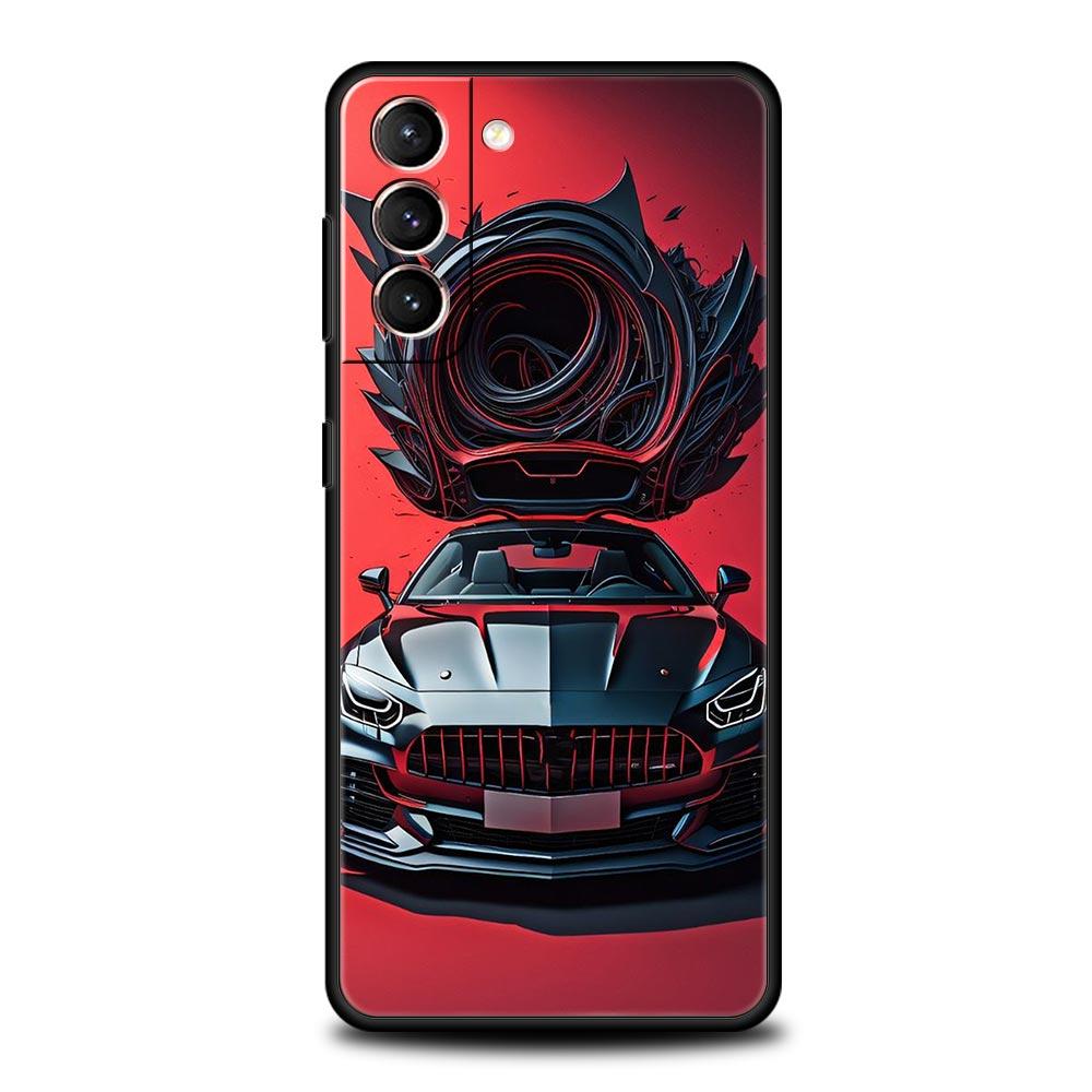 Крутой чехол для телефона со спортивной машиной для Samsung Galaxy S26 Ultra S25 Plus S24 FE S23 S22 5G S21 S20 Черный Мягкий