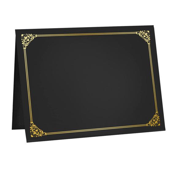 10 Pcs Black Certificate Holders Diploma Covers for 12.6 X 9.45 Inch Paper Gold Foil Border Cardstock Award Graduation