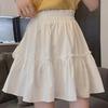 Spring 2024 White A-line High Waist Puff Skirt - College Style & Hip-Covering Fairy Design