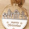 1/4Pcs Wooden Merry Christmas Ornament Farmhouse Rustic Xmas Tree Hanging Double Layer Splicing Love Heart Star Round Shape Holiday Decoration