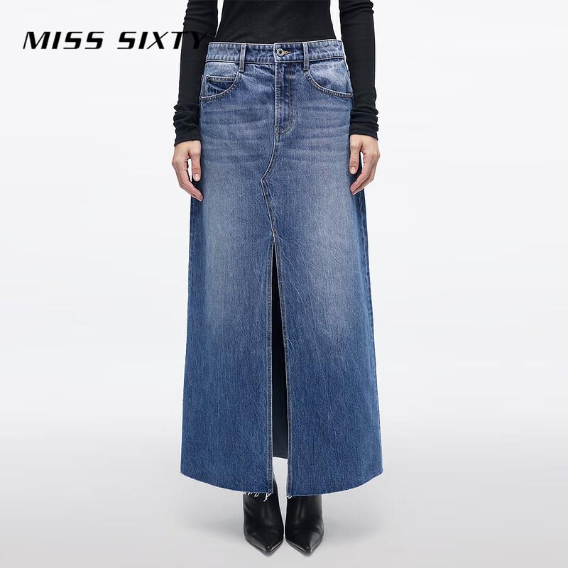 MISS SIXTY Women's Sun Protection Retro Slit Denim Long Skirt