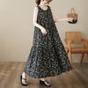 Платье больших размеров, летнее, женское, винтажное, льняное, элегантное, без рукавов, цветочное, свободное, новое, длинное, платье 8031