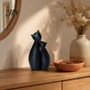 Cat Themed Home Decor Cute Black Statue, 3D Printed Figurine with Snuggle Pose, Heart Warming Minimalist Desk Shelf for Office, Gift Lovers Art