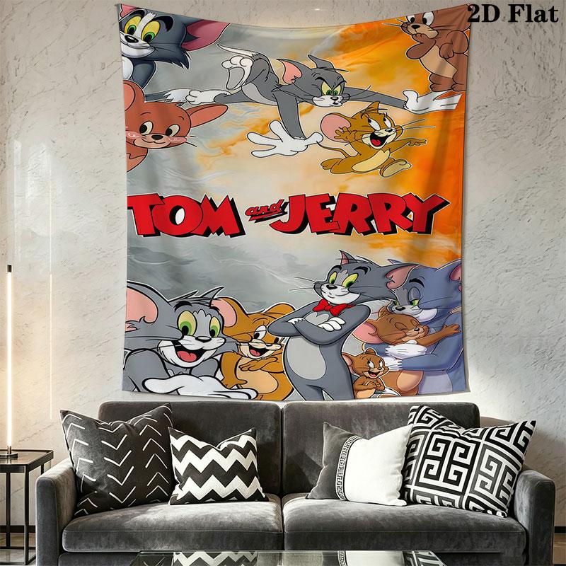 Tom and Jerry A Wall Hanging Printed Fabric Blanket Decorative Tapestries for Bedroom Living Room Home Decor