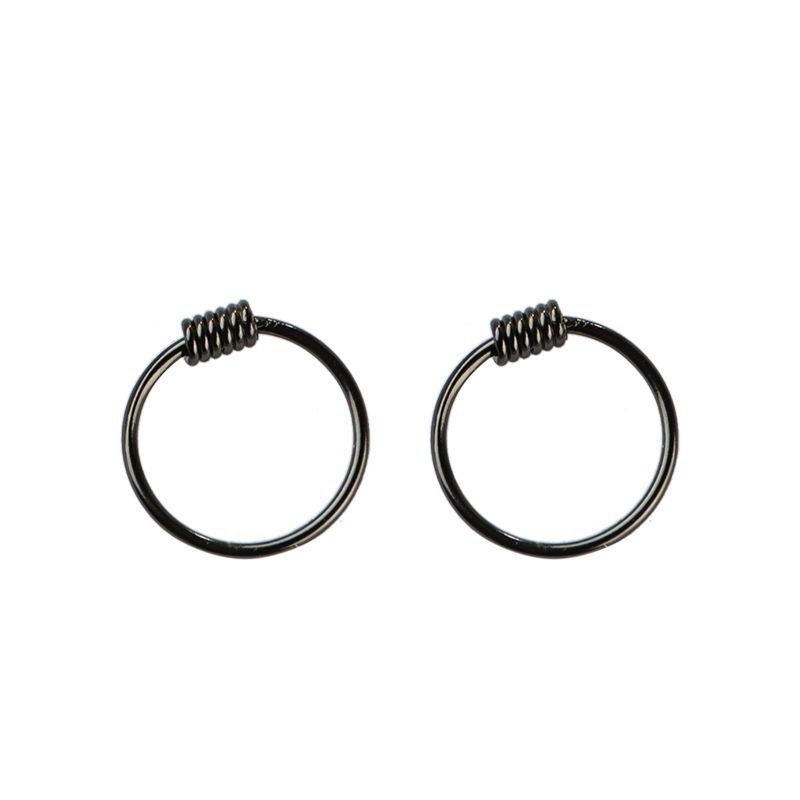 Korean Sterling Silver Hoop Earrings - Trendy Small Ear Bone Rings for Women