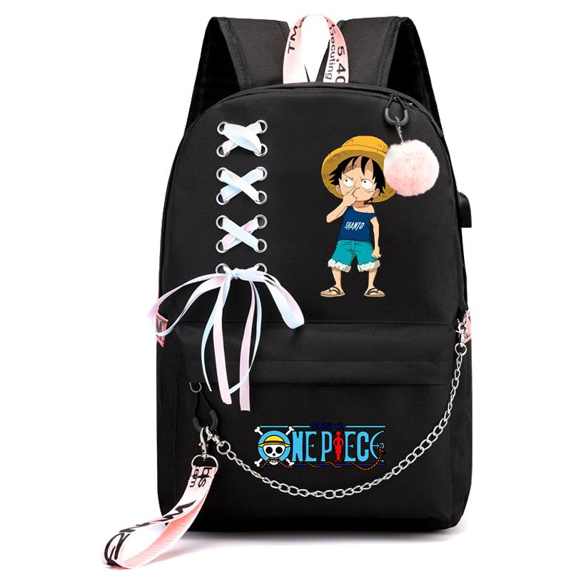 Аниме One Piece Printed Boy Girl Schoolbag Document Bag Student Book Bag for Girl Back To School Computer Charge Backpack Men Womens Casual Rucksack