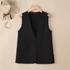 ZANZEA Женский летний повседневный жилет без рукавов с V-образным вырезом, однотонный