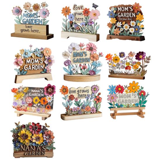 Украшение для сада мамы «Любовь растет здесь» Знак с деревянной основой Украшение для стола в центре Подарки на День матери День рождения