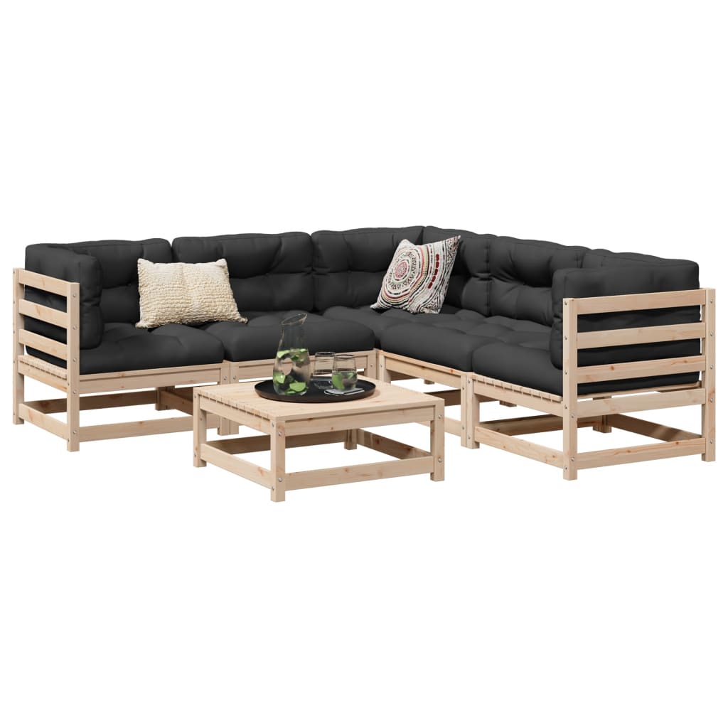 6 Piece Garden Sofa Set Solid Pine Wood