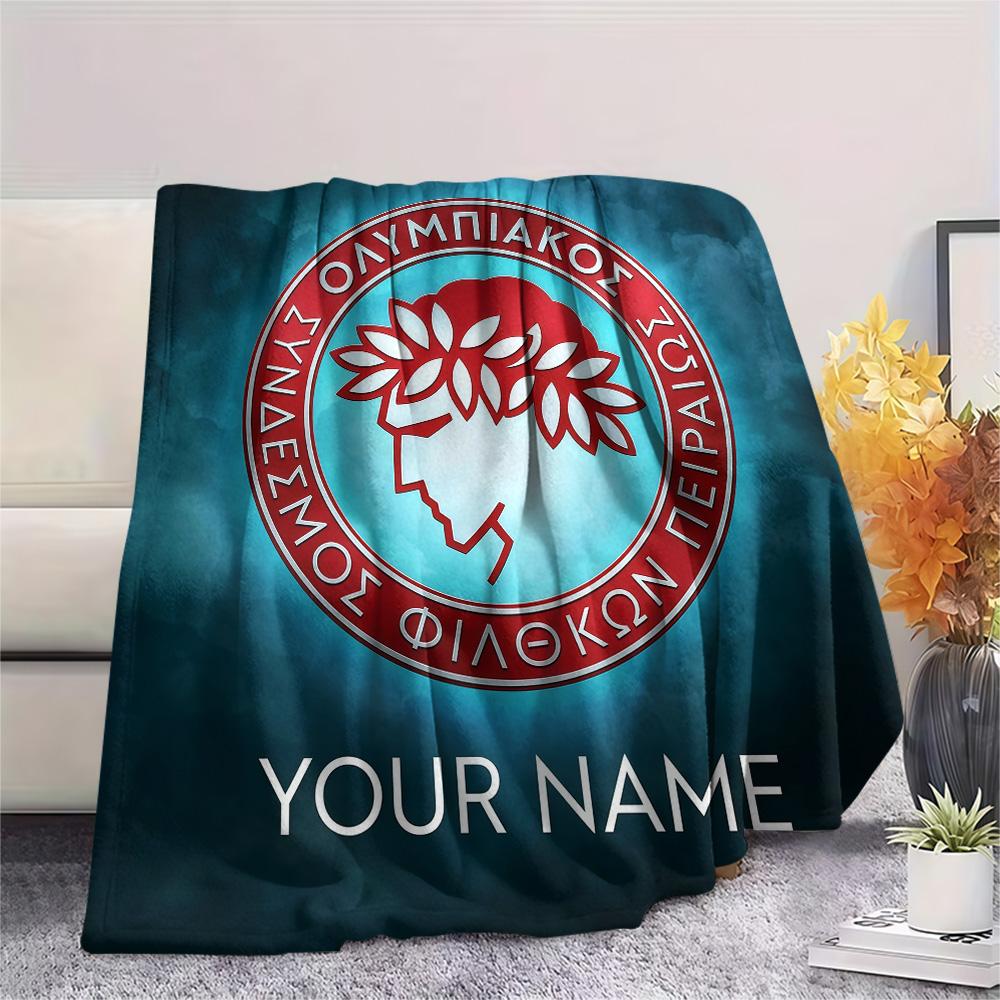 Custom Name Olympiacos2 Flannel Blanket, High quality Comfortable for All Seasons, Home Decor, Warmth and Comfort