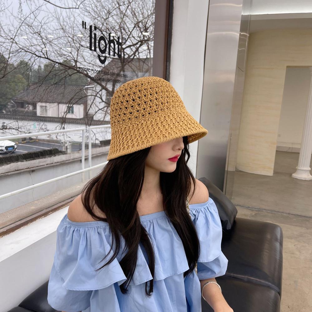 Модная складная однотонная солнцезащитная кепка с козырьком для пляжа, шляпа от солнца, панама, женская соломенная шляпа