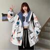 New Fashion Autumn and Winter Both Sides Wear Lamb Wool Cotton Coat Couple Lovers Thickened Loose Top Clothes Print