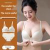 Women's Seamless Front Buckle Push-Up Bra and Panty Set with Comfortable Non-Wired Palm Cup for Smaller Chest Enhancement