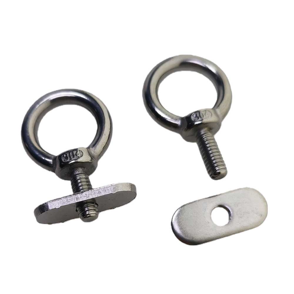 2/4pcs Stainless Steel Adjustable Kayak Track Mount Slider Block with Round Eye Plate Screw for Kayak Boat Deck Rail Mounting 7