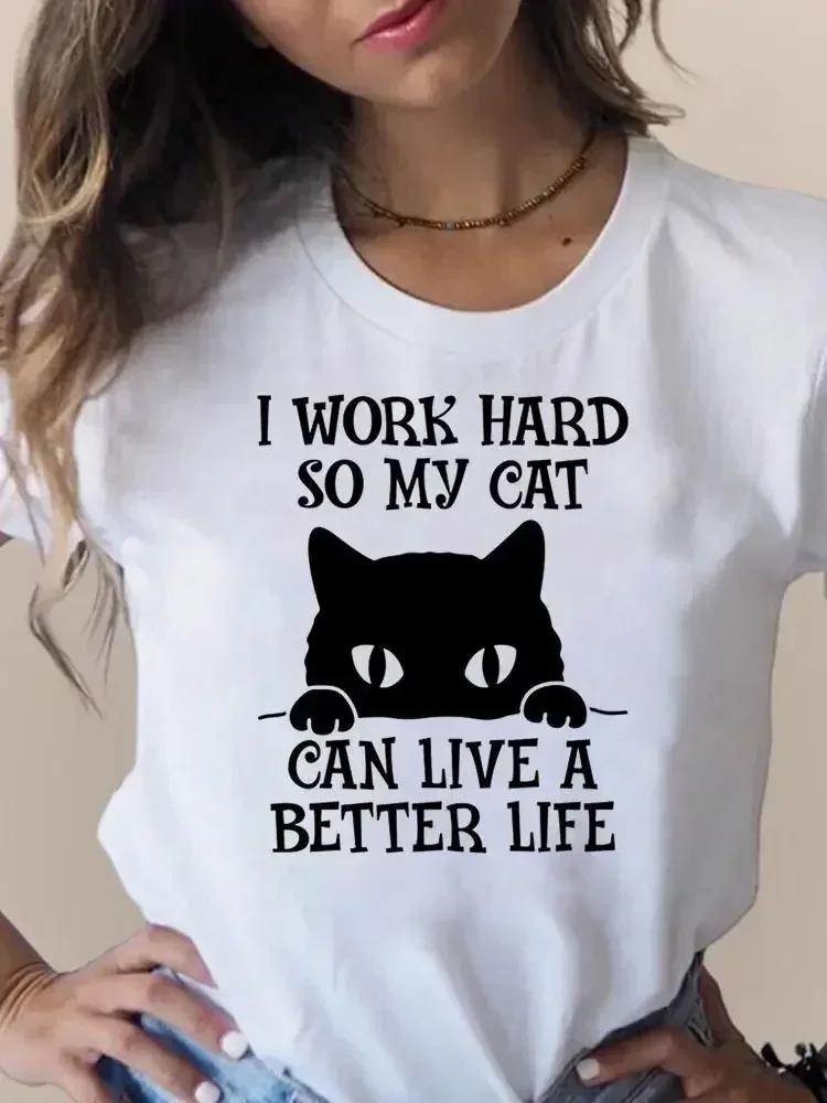 Camisetas con estampado gráfico de aniUnisexs para mujer ropa de moda con estampado de aniUnisexs ropa de Unisexga con gato