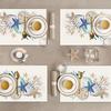Bonhause Nautical Coastal Placemats Set of 4, 12x18 Inch Beach Starfish Seashell Ocean Coral Summer Kitchen Dining Table Mats Washable Place Mats for