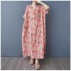 Women's Vintage Long Dress with Cotton and Linen Patterns