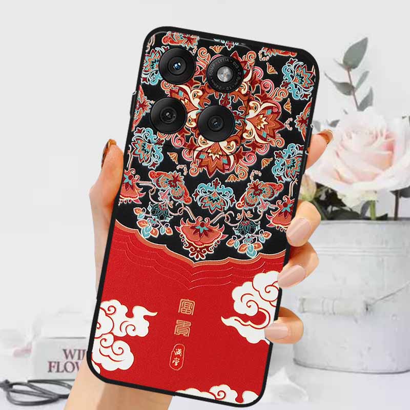 3D Тисненые Чехлы Для Edge 60 Fusion / Edge 60 Pro Рельефные Тисненые Ретро Силиконовая Задняя Крышка Для Edge 60 Stylus Черный Funda 60 Pro