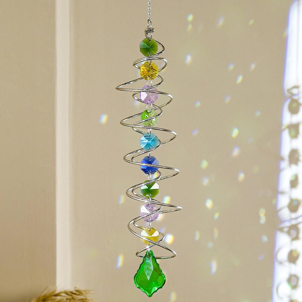 Cross-Border 3D Gazing Ball Spiral Wind Chime with Water Drop Love Crystal Sun Catcher Rainbow Decoration