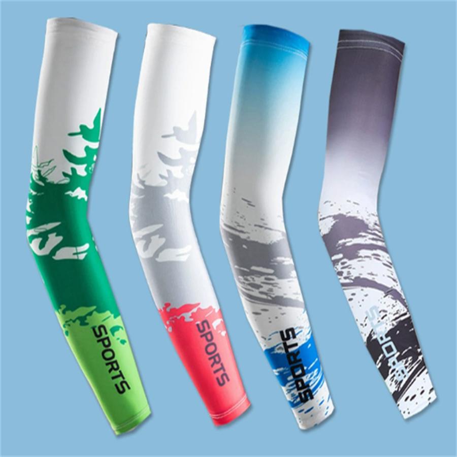 Gradient SPORTS Print Ice Silk UV Protection Arm Sleeves, Cooling Anti-Slip Sun Sleeves for Men Women Outdoor Cycling Driving